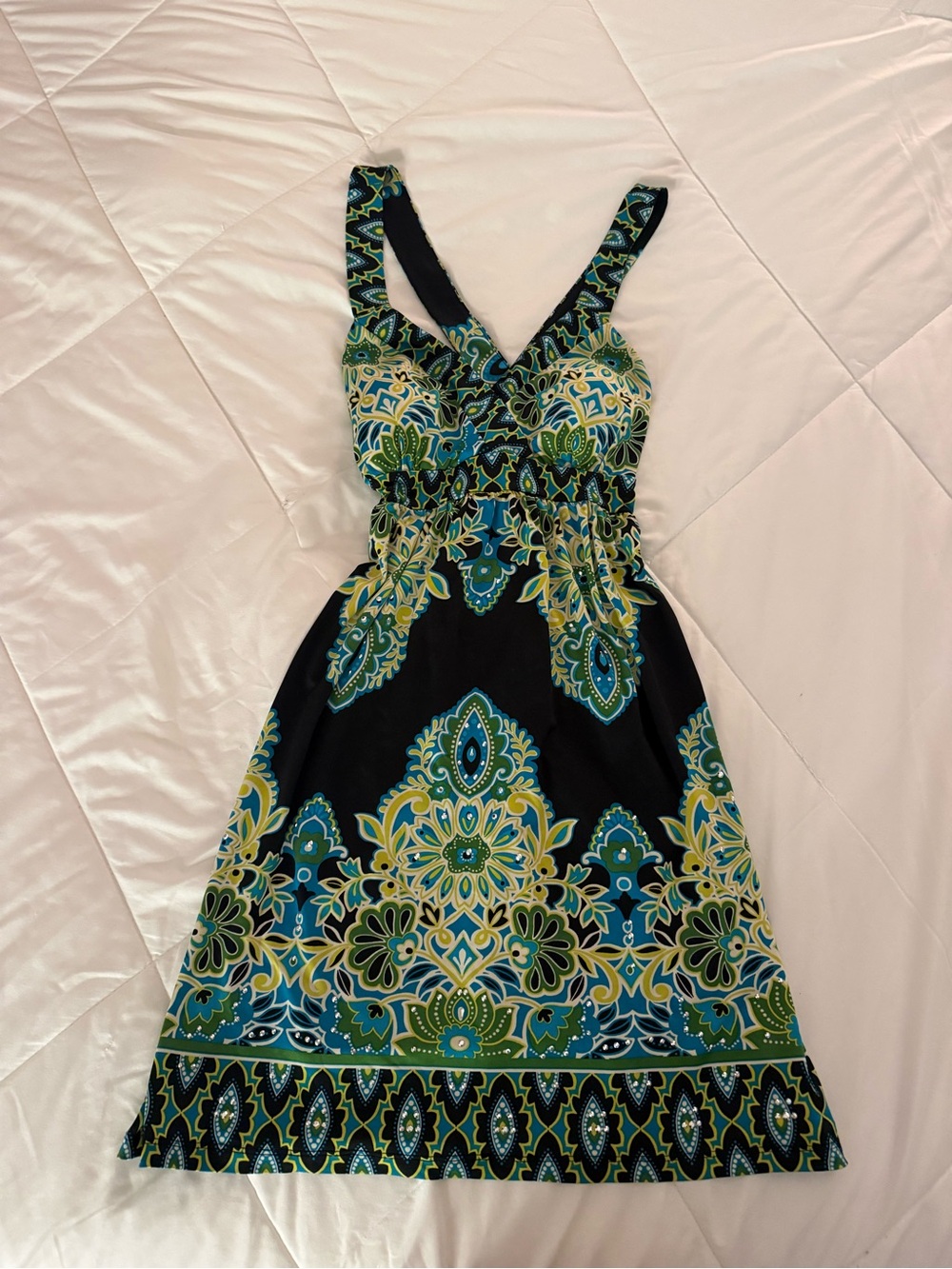 Black & Teal Floral Print Sundress - Women